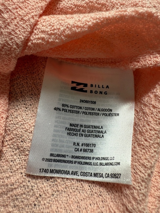 Billabong Never Better Beach Onesie Coverup Romper Sheer Peach Pink - Picture 8 of 12